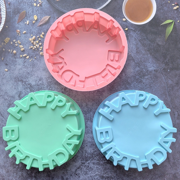 Khuôn Silicon - Đế - Chữ Happy Birthday Tròn 20 Cm