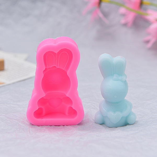 Khuôn Silicon - Động Vật - Con Thỏ Tim 5.3cm
