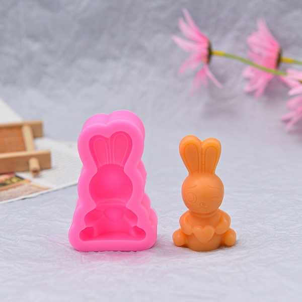 Khuôn Silicon - Động Vật - Con Thỏ Tim 5.4cm