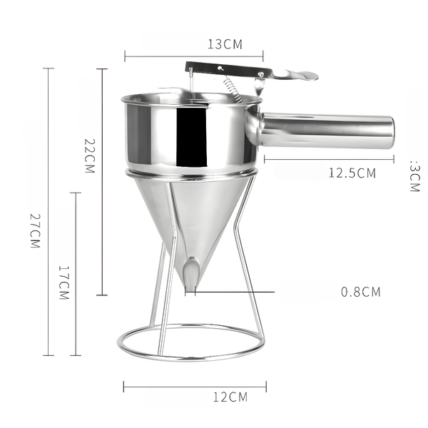 Phễu Inox Tự Ngắt  Kèm Giá Đỡ 22Cm