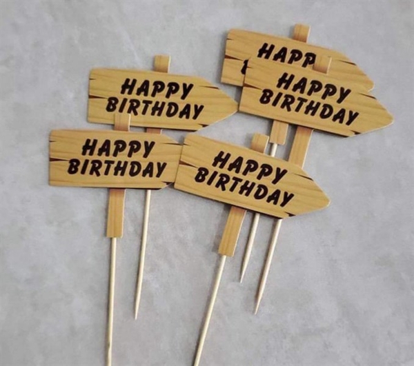 PKC- Set Cắm Biển Giả Gỗ - Mũi Tên Chữ Happy