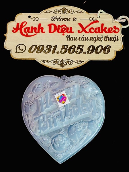 RNL17 - Khuôn Nhựa RCT - Trái Tim 20cm - Happy Birthday 20cm Cao 5cm