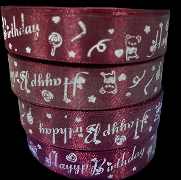 Ruy Băng Trang Trí - 2cm Chữ HPBD -  Đỏ tươi