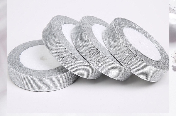 Ruy Băng Trang Trí - Thường - 2cm- nhũ bạc 15k