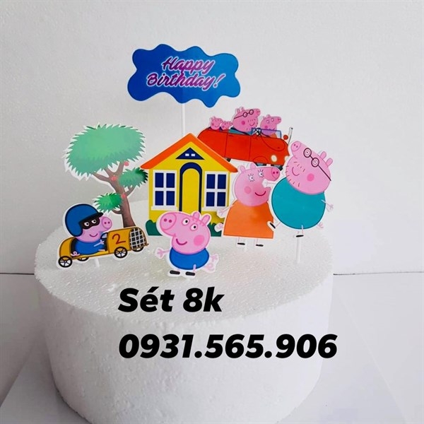 Set Cắm Heo Peppa Phụ Kiện Trang Trí Bánh