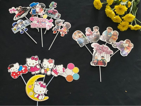 Set Cắm Mèo Kitty Tim Phụ Kiện Trang Trí Bánh