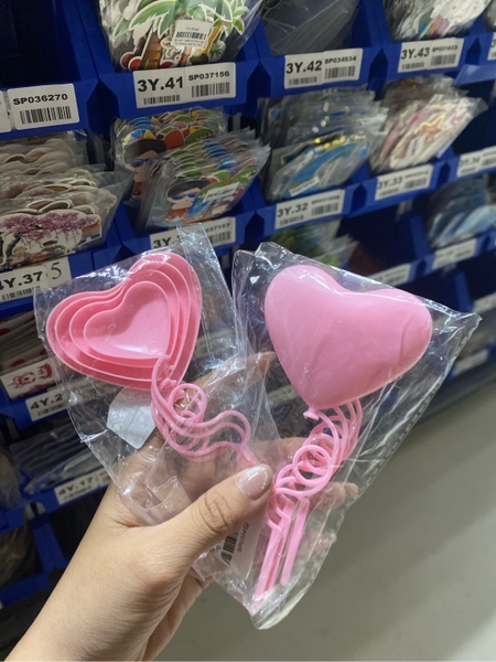 Set Cắm Tim Nhựa Phụ Kiện Trang Trí Bánh - tim hồng