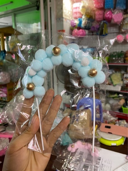 Topper Cổng Bông Trang Trí Bánh - cắm cổng bông xanh