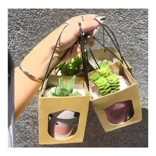 Túi Giấy - Quai Xách - Vuông 12x8.6x8.6cm- Túi Nâu Bò Kraft