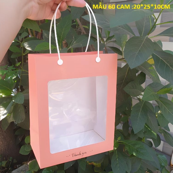 Túi Giấy - Quai Xách - Vuông 20x25x10cm - Túi Hồng