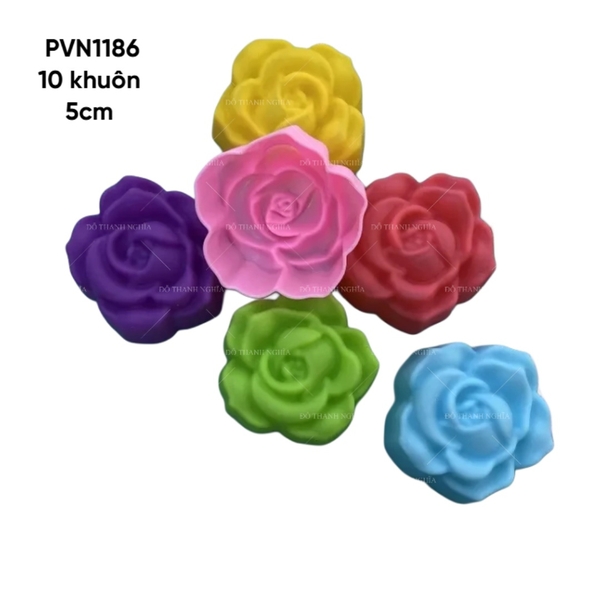 [10 cup] Khuôn Silicon - Cup Set 5cm - M55 - Hoa Hồng Nhọn