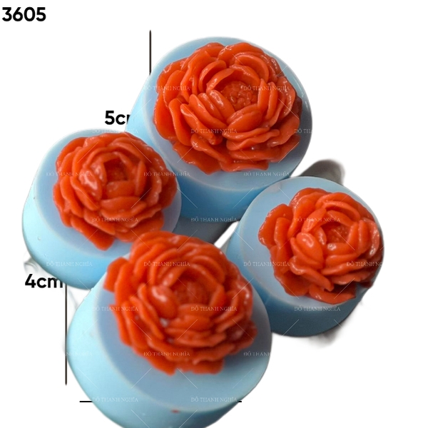 Khuôn Silicon - Hoa Hồng Trà Mẫu Đơn M1 5cm