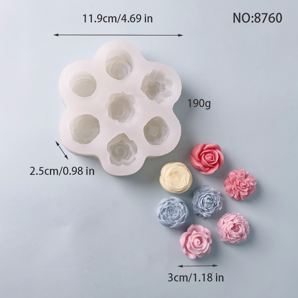 Khuôn Silicon - Hoa Hồng Nở - Vĩ Hồng 7c 3cm