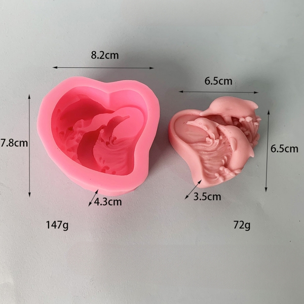 Khuôn Silicon -Sinh Vật Biển - Cá Heo 6.5cm 3c Tim