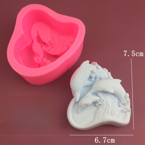 Khuôn Silicon -Sinh Vật Biển - Cá Heo 6.5cm 3c Tim