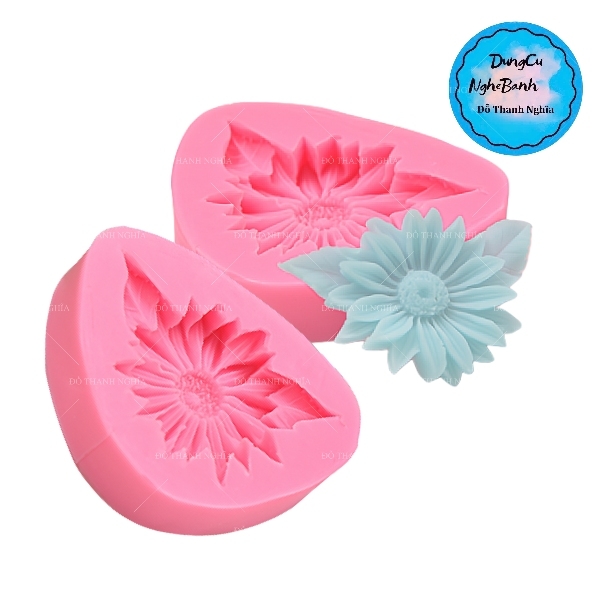 Khuôn Silicon - Hoa Hướng Dương - Mặt Kèm Lá 7cm