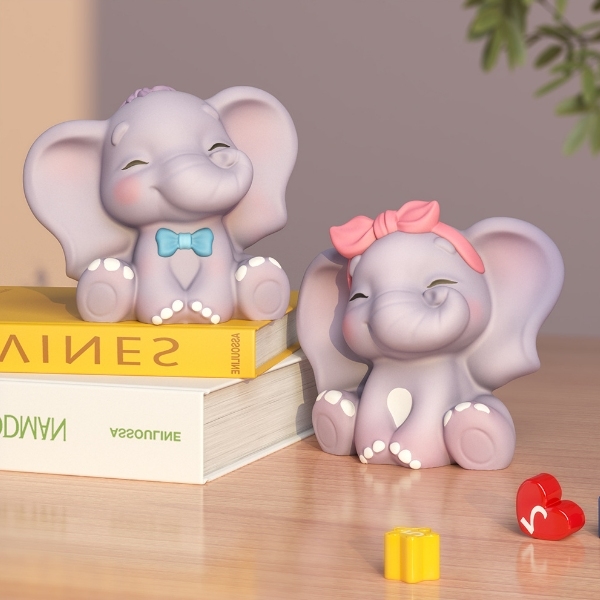 Khuôn Silicon - Động Vật - Con Voi Nơ Cổ 10cm