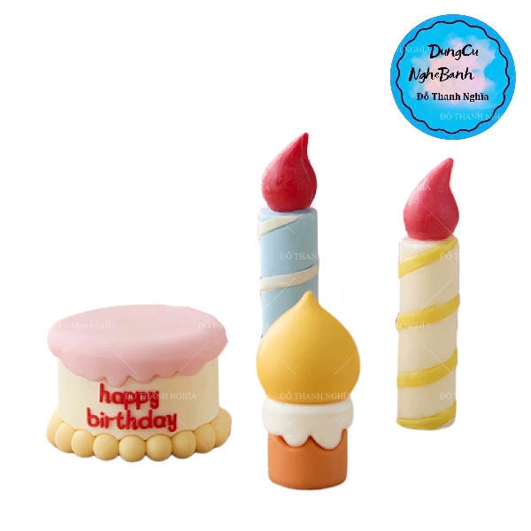Khuôn Silicon - Bánh Kem -Happy Birthday 2 Mảnh