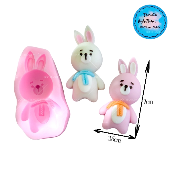 Khuôn Silicon - Động Vật - Con Thỏ Khăn 7cm