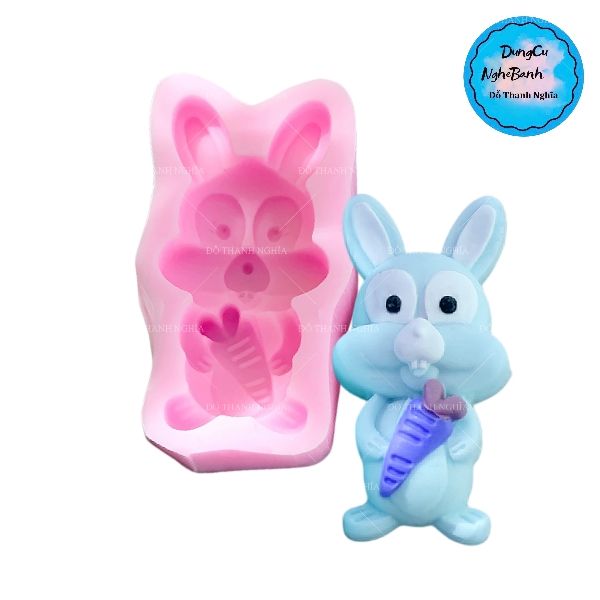 Khuôn Silicon - Động Vật - Con Thỏ Ôm Cà Rốt 7cm