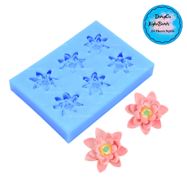 Khuôn Silicon - Hoa Sen Cánh Nhọn Vĩ 6 hoa 3.5cm