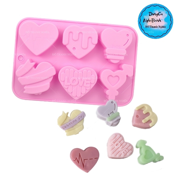 Khuôn Silicon - Trái Tim Kiểu - Vĩ 6c TH Love Nhịp