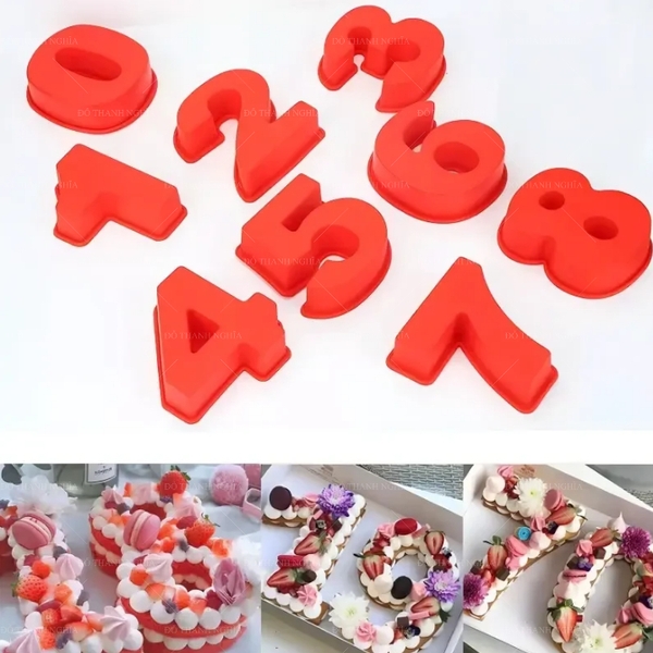Khuôn Silicon - Số 0-9 - Số To 25cm (9 & 6 dùng chung)