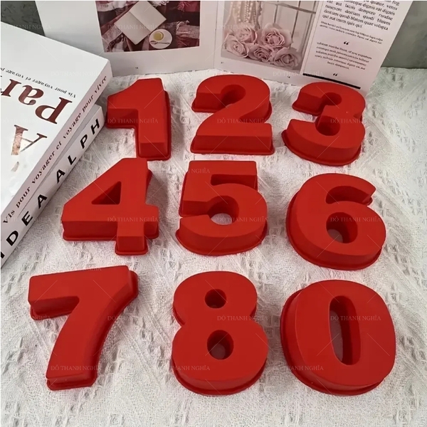 Khuôn Silicon - Số 0-9 - Số To 25cm (9 & 6 dùng chung)