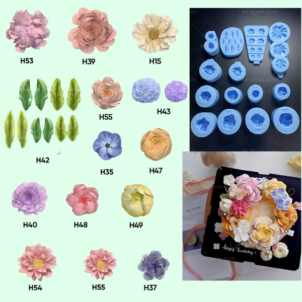 Khuôn Silicon - Set 14 Khuôn Hoa Hàn Quốc