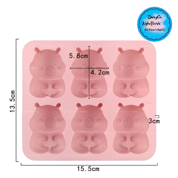 Khuôn Silicon - Động Vật - Vĩ Gấu Capybara 6C