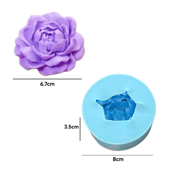 Khuôn Silicon - Hoa Mẫu Đơn - 6.7cm