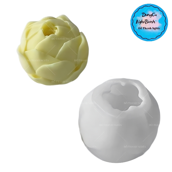 Khuôn Silicon - Hoa Sen Nụ - Búp Sen Cao 6.5cm Khuôn Trắng