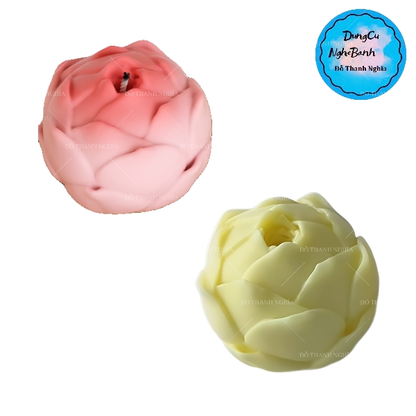 Khuôn Silicon - Hoa Sen Nụ - Búp Sen Cao 6.5cm Khuôn Trắng