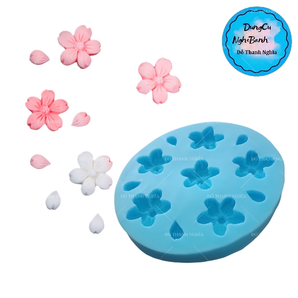 Khuôn Silicon - Hoa Mai Đào Nằm - 2.8cm - 6c Cánh Cắt