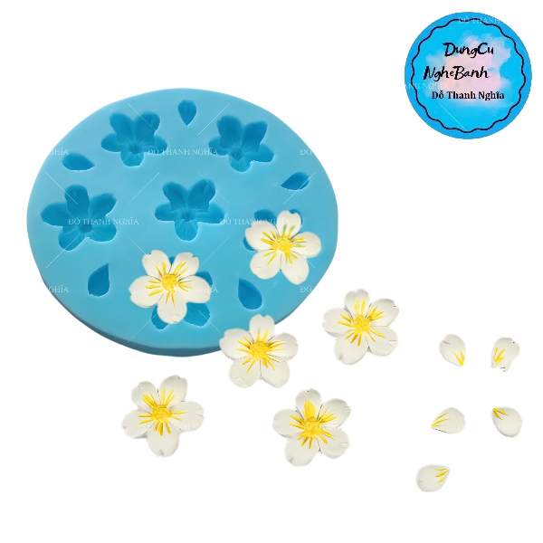 Khuôn Silicon - Hoa Mai Đào Nằm - 2.8cm - 6c Cánh Cắt