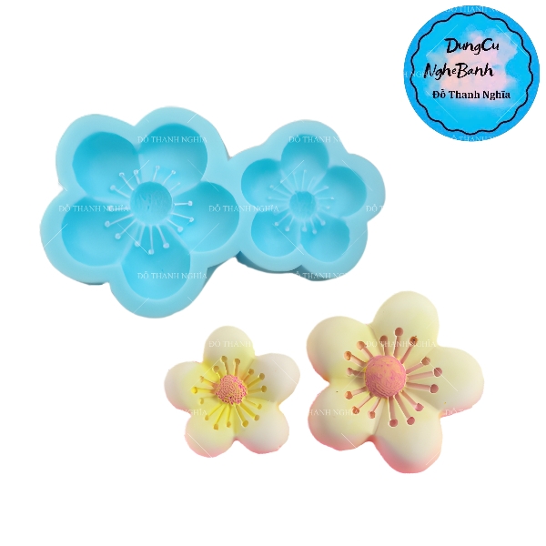 Khuôn Silicon - Hoa Mai Đào Nằm - 3.3-4.5cm - 2c Nhụy