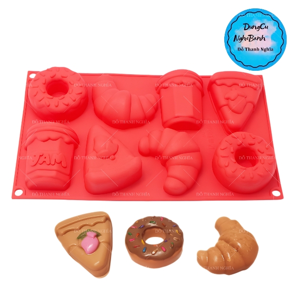 Khuôn Silicon - Bánh Donut Sừng Bò Phô Mai 8c