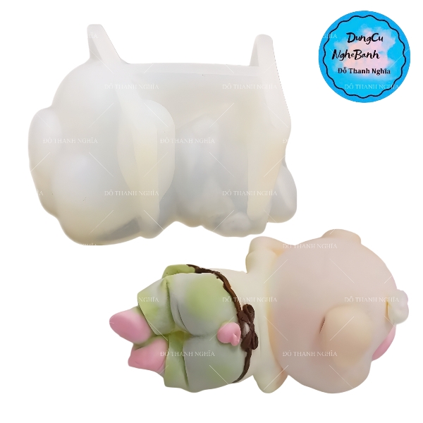 Khuôn Silicon - Động Vật - Heo Nằm Tắm Tiên 10cm