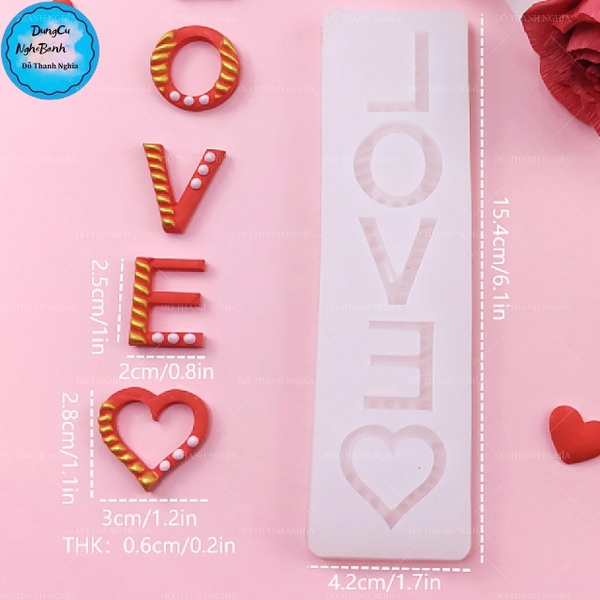 Khuôn Silicon - Chữ Love Chữ Nhật 2.7cm