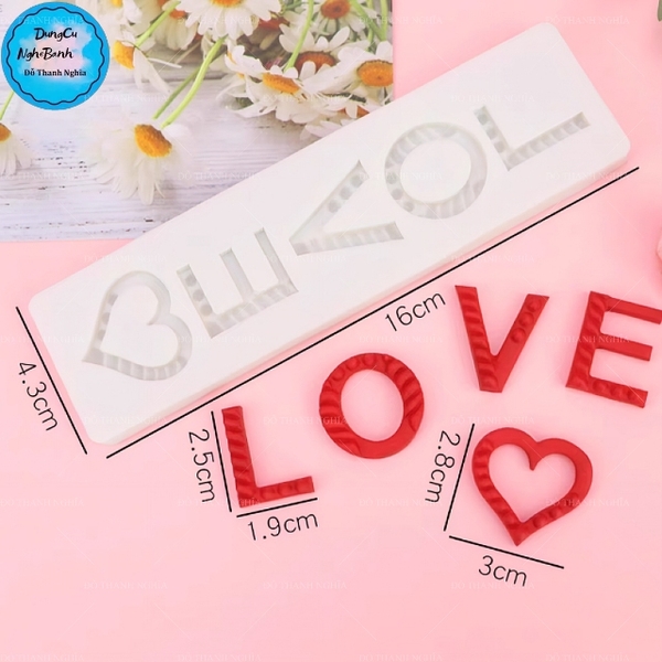 Khuôn Silicon - Chữ Love Chữ Nhật 2.7cm
