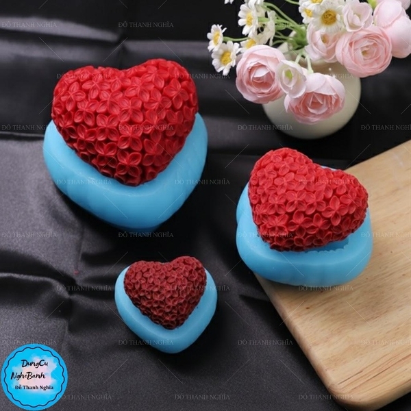 Khuôn Silicon - Trái Tim Kiểu - Trái Tim Hoa 9.4cm
