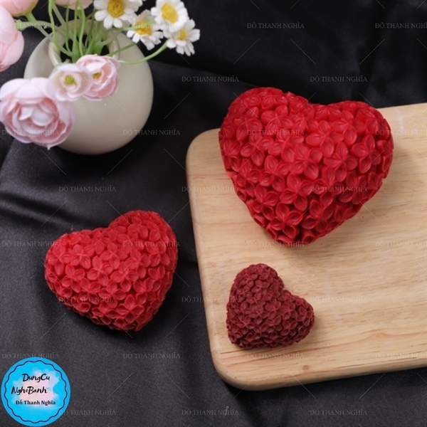 Khuôn Silicon - Trái Tim Kiểu - Trái Tim Hoa 9.4cm