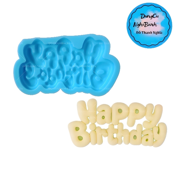 Khuôn Silicon - Chữ Happy Birthday Bong Bóng - 9.1cm