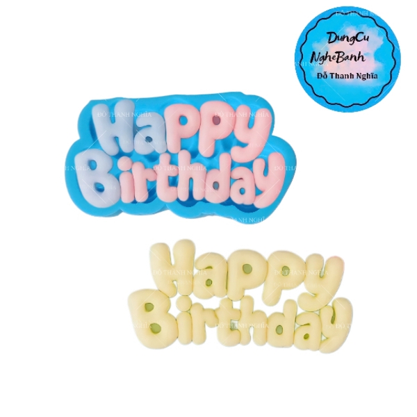 Khuôn Silicon - Chữ Happy Birthday Bong Bóng - 9.1cm