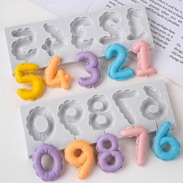 Khuôn Silicon - Số 0-9 - Số Bong Bóng Set 2