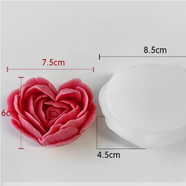 Khuôn Silicon - Hoa Hồng Trái Tim 7.5cm