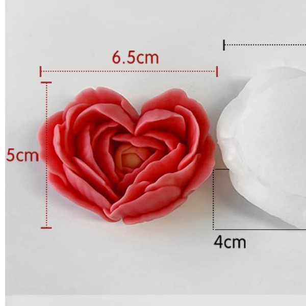Khuôn Silicon - Hoa Hồng Trái Tim 6.5cm