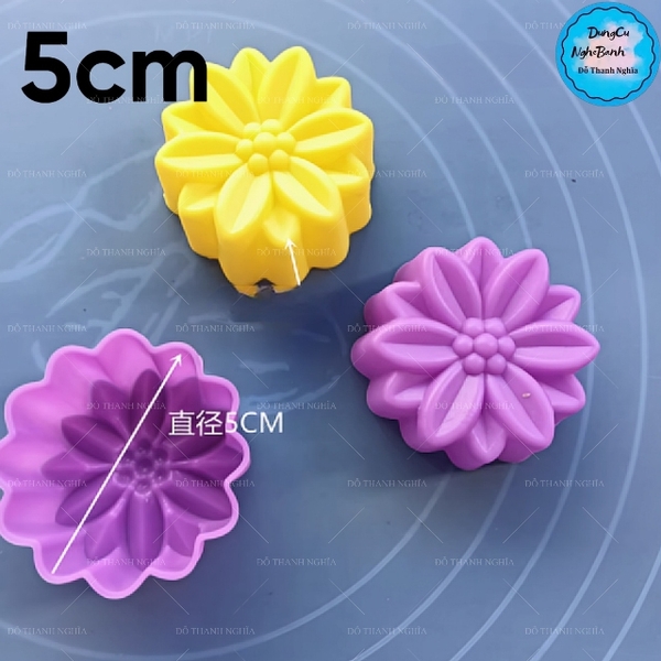 [10 cup] Khuôn Silicon - Cup Set 5cm - M62 Hoa Thược Dược
