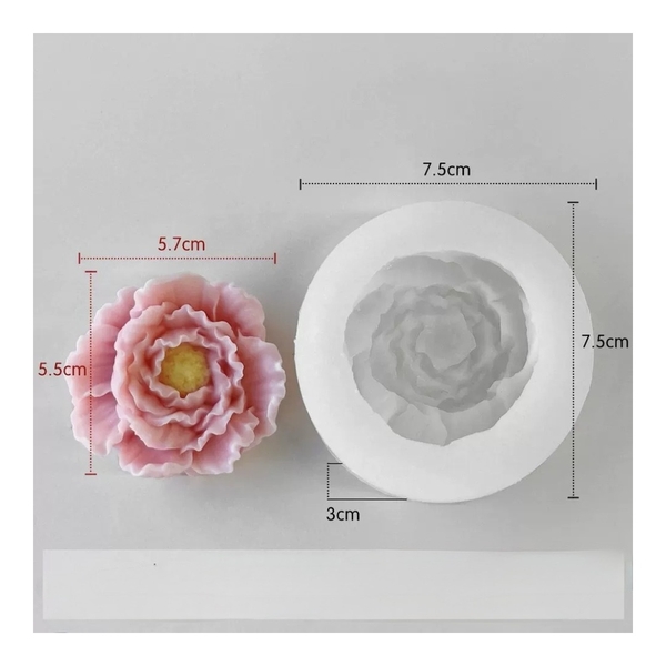Khuôn Silicon - Hoa Mẫu Đơn - 6cm - Nhụy Trung