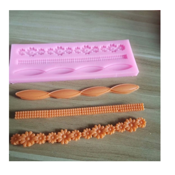 Khuôn Silicon - Viền Chuỗi Dây - Hoa Cong 3c - 15.5cm